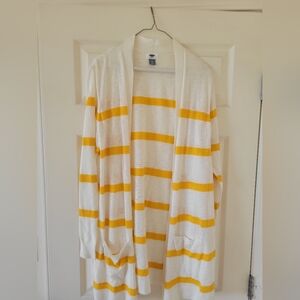 Old Navy Yellow and White Striped Cardigan